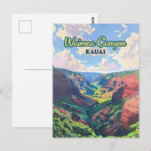 Waimea Canyon Kauai Hawaii Landschap Retro Briefkaart (Voorkant / Achterkant)