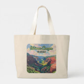 Waimea Canyon Kauai Hawaii Landschap Retro Grote Tote Bag (Achterkant)