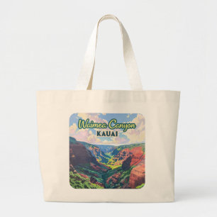 Waimea Canyon Kauai Hawaii Landschap Retro Grote Tote Bag