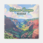 Waimea Canyon Kauai Hawaii Landschap Retro Magneet (Voorkant)