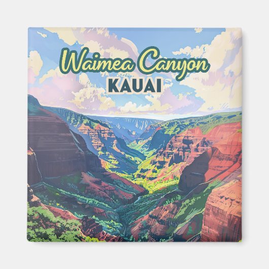 Waimea Canyon Kauai Hawaii Landschap Retro Magneet (Voorkant)