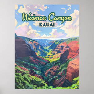 Waimea Canyon Kauai Hawaii Landschap Retro Poster