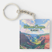 Waimea Canyon Kauai Hawaii Landschap Retro Sleutelhanger (Voorkant)
