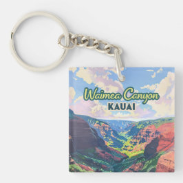 Waimea Canyon Kauai Hawaii Landschap Retro Sleutelhanger