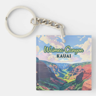 Waimea Canyon Kauai Hawaii Landschap Retro Sleutelhanger