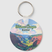 Waimea Canyon Kauai Hawaii Landschap Retro Sleutelhanger (Voorkant)