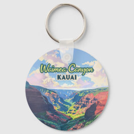 Waimea Canyon Kauai Hawaii Landschap Retro Sleutelhanger