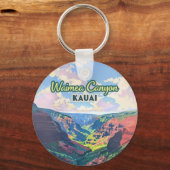 Waimea Canyon Kauai Hawaii Landschap Retro Sleutelhanger (Voorkant)