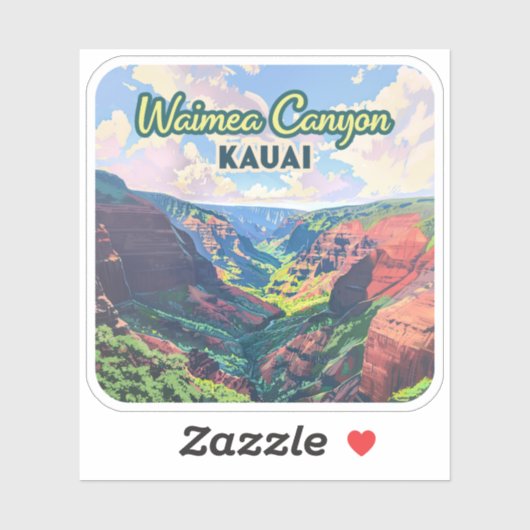 Waimea Canyon Kauai Hawaii Landschap Retro Sticker (Vel)