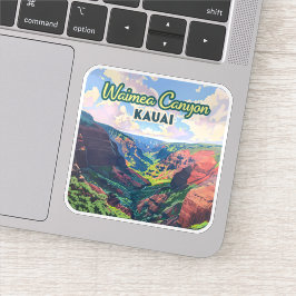 Waimea Canyon Kauai Hawaii Landschap Retro Sticker