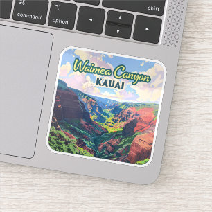 Waimea Canyon Kauai Hawaii Landschap Retro Sticker