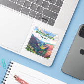 Waimea Canyon Kauai Hawaii Landschap Retro Sticker (Laptop met iPhone)