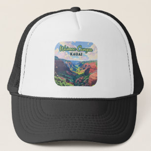 Waimea Canyon Kauai Hawaii Landschap Retro Trucker Pet