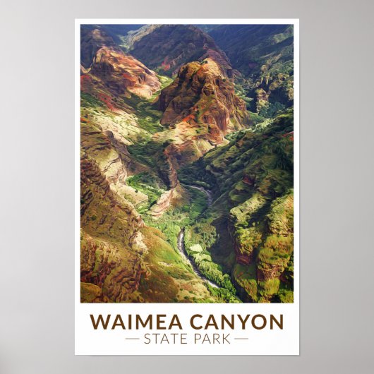 Waimea Canyon State Park Hawaii Aquarel Poster (Voorkant)