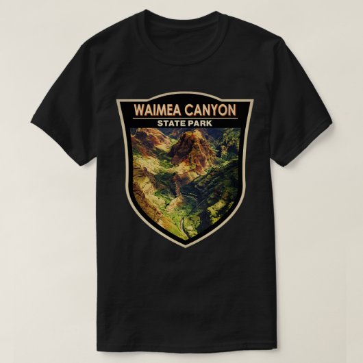 Waimea Canyon State Park Hawaii Waterverf Badge T T-shirt (Design voorkant)