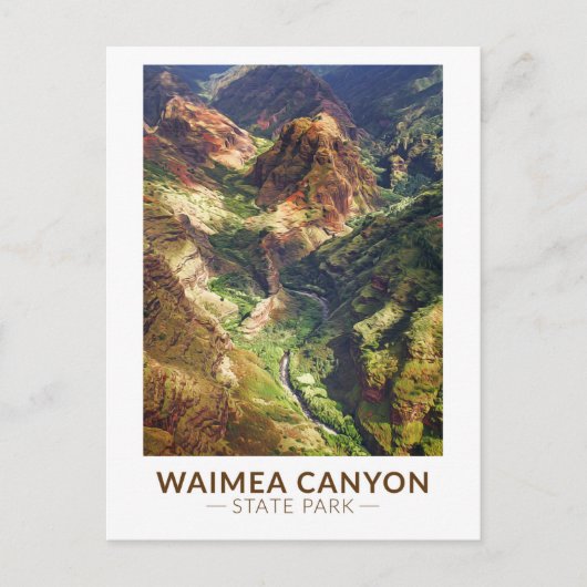 Waimea Canyon State Park Hawaii Waterverf Briefkaart (Voorkant)