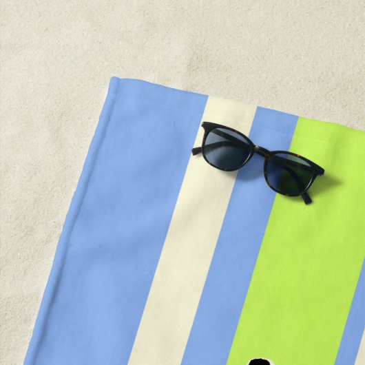 Waimea Gestreept Surfboard Hawaiian Surfer - Blauw Strandlaken (In situ)