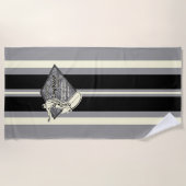 Waimea Striped Surfboard Hawaiian Surfer - Grijs Strandlaken (Voorkant)