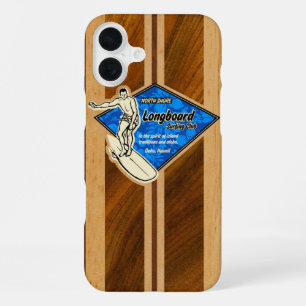 Waimea Surfboard Hawaiaanse namaak Koa hout blauw iPhone 16 Plus Hoesje