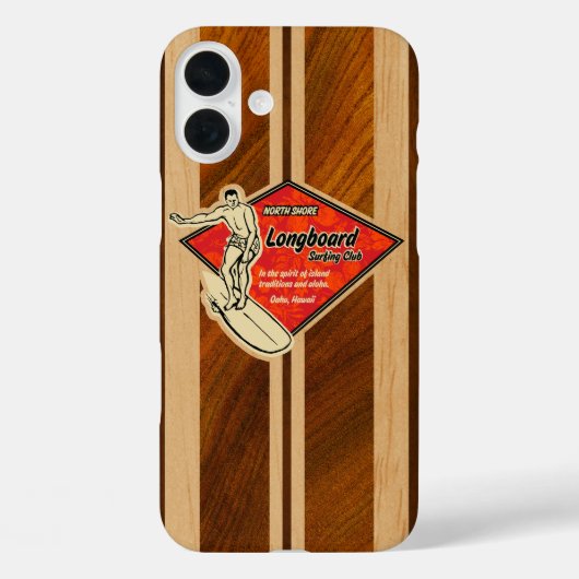 Waimea Surfboard Hawaiian Faux Koa Wood Case-Mate iPhone Case (Achterkant)