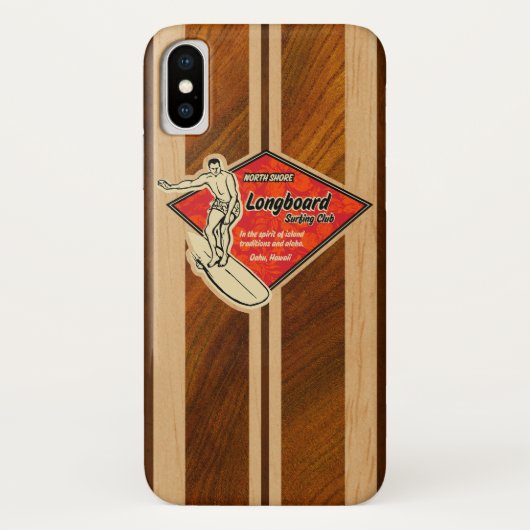 Waimea Surfboard Hawaiian Faux Koa Wood Case-Mate iPhone Case (Achterkant)