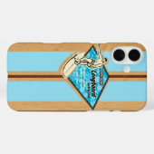 Waimea Surfboard Hawaiian Faux Wood Aqua Case-Mate iPhone Case (Achterkant (horizontaal))