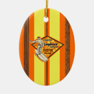 Waimea Surfboard Hawaiian Faux Wood Keramisch Ornament