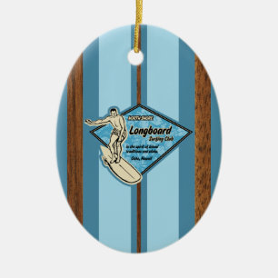 Waimea Surfboard Hawaiian Faux Wood Keramisch Ornament