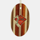 Waimea Surfboard Hawaiian Faux Wood Keramisch Ornament (Rechts)