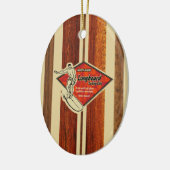 Waimea Surfboard Hawaiian Faux Wood Keramisch Ornament (Links)