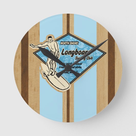 Waimea Surfboard Hawaiian Wall Clocks Ronde Klok (Voorkant)