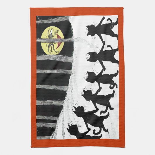  Wain Black Cat Moon Tea Towel Theedoek (Verticaal)