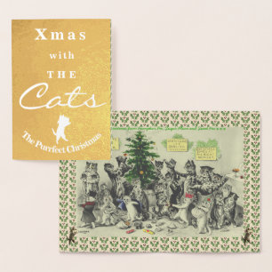  Wain Cats Kerstfeest Kunst Folie Kaarten