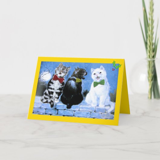  Wain Christmas Cats Choir Art Feestdagen Kaart (Voorkant)