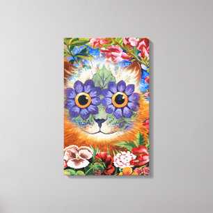  Wain Flower Cat Art Verpakt Canvas Afdruk