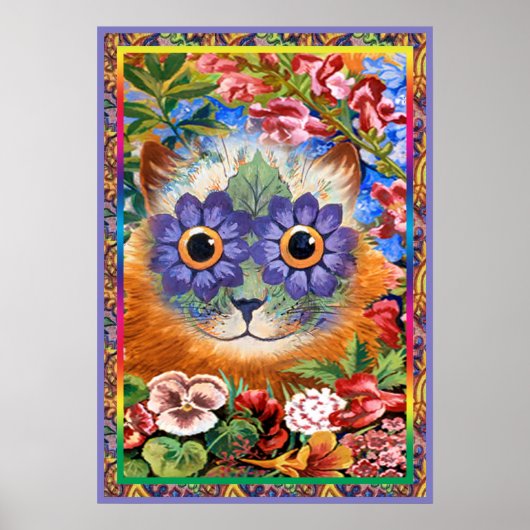 - Wain Funky Flower Cat Poster Print (Voorkant)