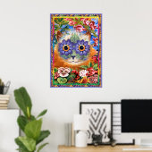 - Wain Funky Flower Cat Poster Print (Thuiskantoor)