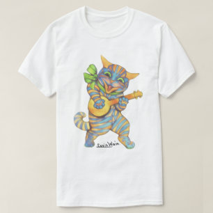  Wain Tabby Cat Plays Banjo Music T-shirt