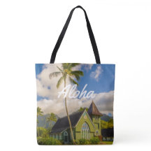 Waioli Hui"ia Church, Hanalei, Hawaiian Beach Bag