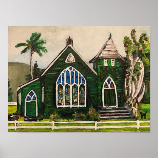 Waioli Huiia Church, Kauai Painting Poster (Voorkant)