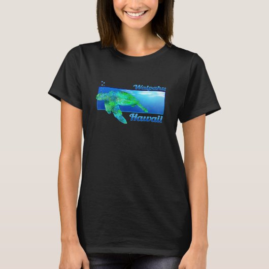 Waipahu Hawaii Zwemmen Honu T-shirt (Voorkant)