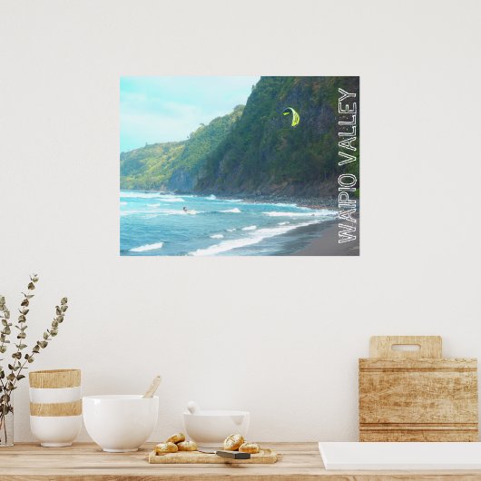 Waipio Valley Big Island Hawaii kite board poster (Keuken)