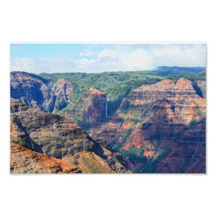 Waipoo-Herfsten in Waimea Canyon, Kauai, Hawaii Foto Afdruk