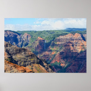 Waipoo-waterval in Waimea-canyon, Kauai, Hawaï Poster