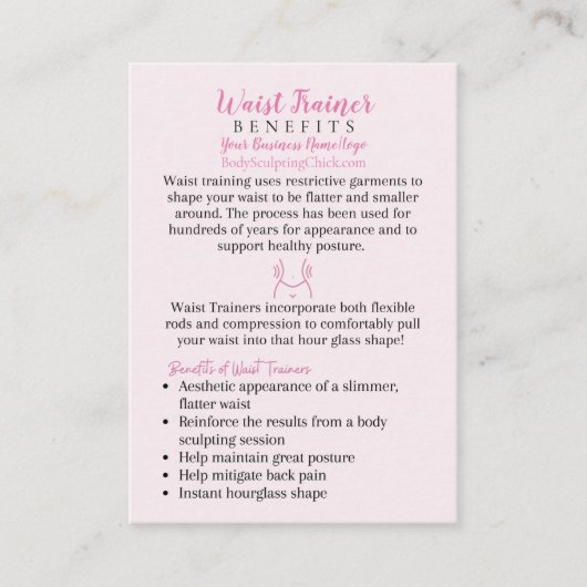 Waistrainer Voordelen veelgestelde troebel Visitekaartje (Voorkant)
