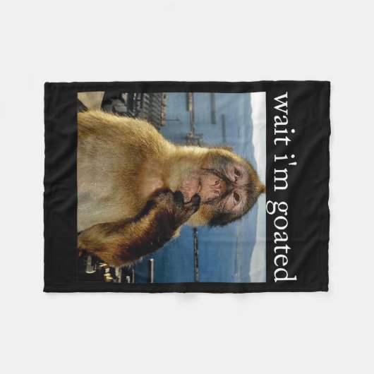 Wait I'm Goated Funny Thinking Monkey Meme Brainro Fleece Deken (Voorkant (Horizontaal))