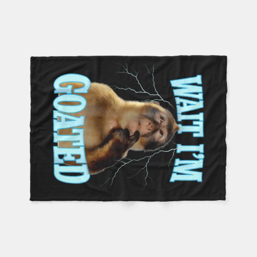 Wait I'm Goated Funny Thinking Monkey Meme Brainro Fleece Deken (Voorkant (Horizontaal))