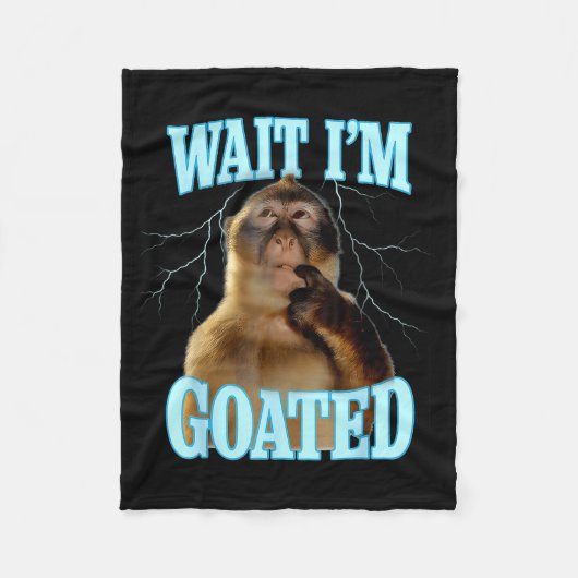 Wait I'm Goated Funny Thinking Monkey Meme Brainro Fleece Deken (Voorkant)