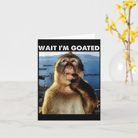 Wait I'm Goated Funny Thinking Monkey Meme Brainro Kaart (Gele Bloem)