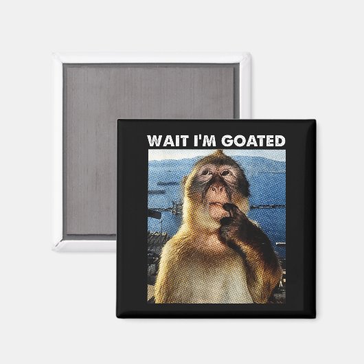 Wait I'm Goated Funny Thinking Monkey Meme Brainro Magneet (Voorkant / Achterkant)